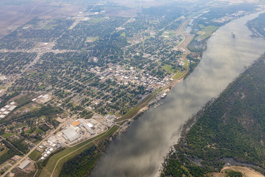 Aerial view of Greenville, Mississippi, USA