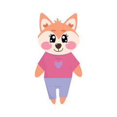 Cute kawaii fox full length for kids