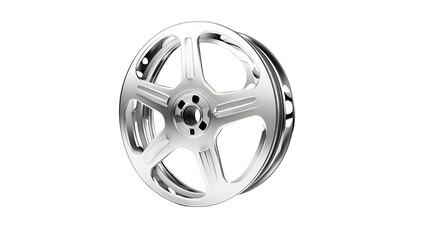 Obraz premium Silver film reel on white transparent background