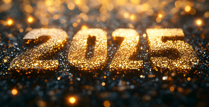 The image is a close up of the number 2015 in gold letters on a black background