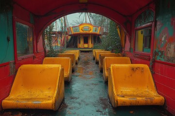 Nature Reclaims: Abandoned Amusement Park Overtaken by Greenery and Life