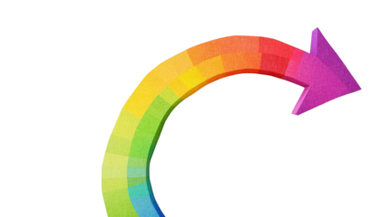 curved graph arrow on white transparent background