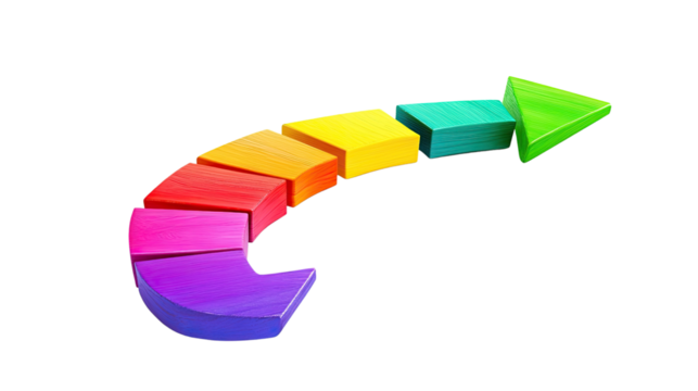 curved graph arrow on white transparent background