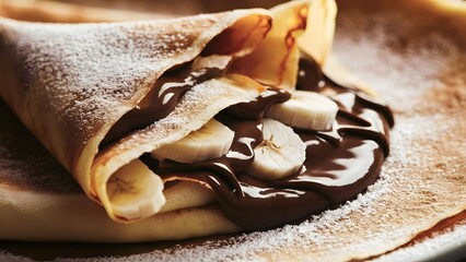 Banana and Nutella Crepe with Powdered Sugar