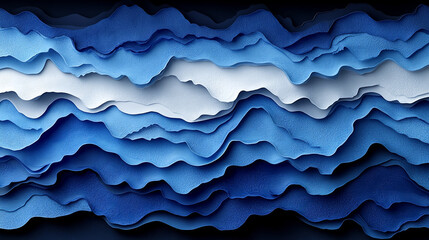 Obraz premium A dynamic abstract depiction of layered blue waves, representing depth and movement in a serene color palette.