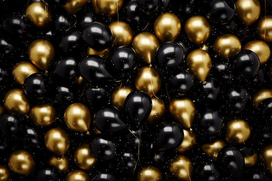 Fototapeta Black and golden balloons texture background