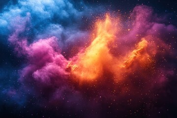 Festive Jubilation: Vibrant Holi Festival Colored Powder Explosion