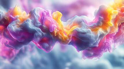 A vibrant abstract cloud formation in a spectrum of colors, evoking creativity and imagination in a surreal atmosphere.