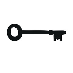 Vector hand drawn key silhouette isolated on white background