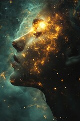 Cosmic Dreams - Silhouette of a Person Filled with Galaxy, Surreal Digital Artwork