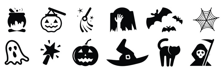Simple Halloween icons set. Basic - Halloween symbol. Vector Illustration.
