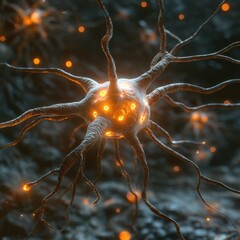 Neural Network Symphony - Abstract Brain Neuron Connections Conceptualized in Colorful Artistic Display