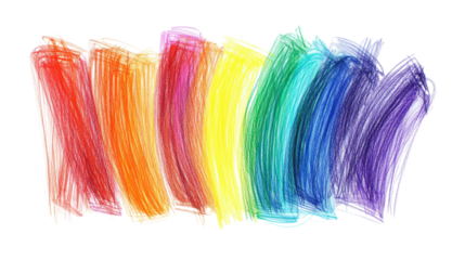 drawn colorful scribble on a white transparent background
