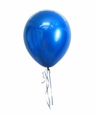A single blue balloon floating on a white background, cut-out, png, clipping path, cutout