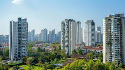 Apartment Buildings in a Residential Area of the City