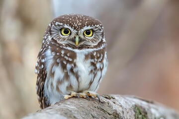 Glaucidium passerinum. It is the smallest owl in Europe. It occurs mainly in northern Europe. But also in Central and Southern Europe. In some mountain areas. Photographed in the Czech Republic, ai