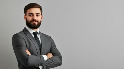 Modern business executive with a blank background