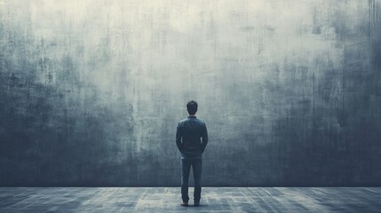 Obraz premium Motivated entrepreneur with a blank wall behind