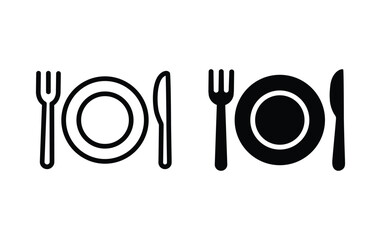 dish, fork, knife icon, Restaurant sign vector