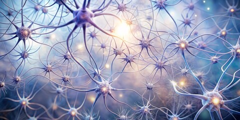 -delicate, lace-like networks of neurons and synapses suspended in a dreamy, ethereal atmosphere, with soft, feathery tendrils and gossamer threads tracing the contours 