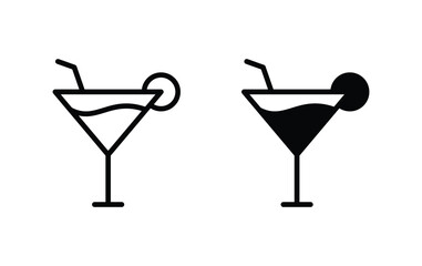 cocktail icon, drink glass icon vector 