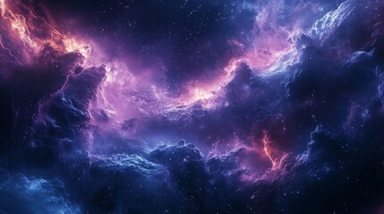 Obraz premium Cosmic Nebula with Swirling Clouds and Scattered Stars