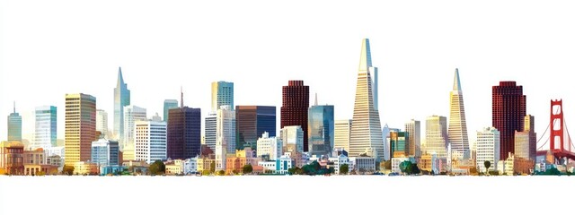 San Francisco's architecture, transparent background 