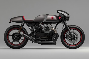 Obraz premium Sleek and Powerful Modernized Classic Motorcycle Design in Black and Red
