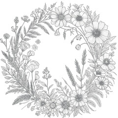 Flower Frame Coloring Book Pages 