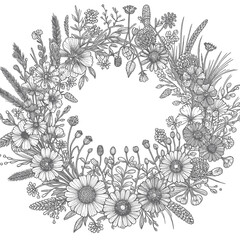 Flower Frame Coloring Book Pages 