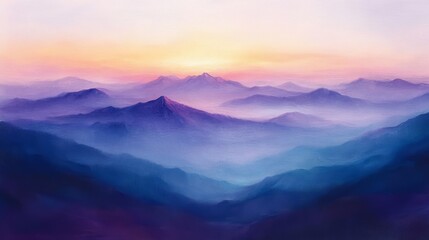 A Purple and Blue Mountain Landscape at Sunset