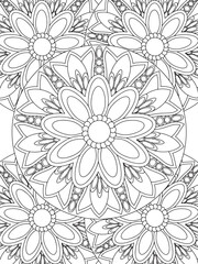 Fototapeta premium All these designs are hand-drawn and unique Flower Beautiful black and white illustration for adult coloring book, This is a printable Beautiful Zentangle Coloring page for KDP Interior, POD products