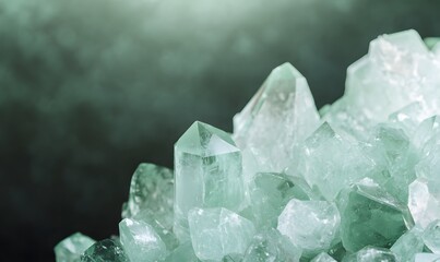 Obraz premium Vibrant Green Crystals Shining Brightly, Generative AI 