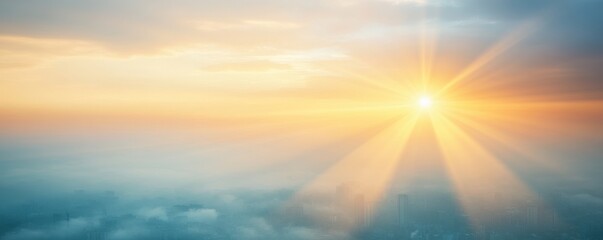 Sunbeams breaking through smog-filled skies