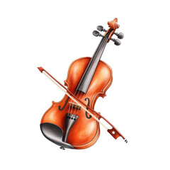 A beautifully detailed illustration of a violin and bow, capturing the essence of classical music and artistry.