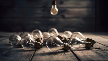 Vintage Edison Bulbs on Rustic Wooden Surface