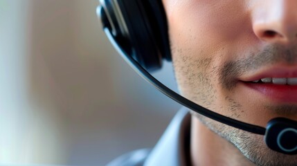Man, portrait and headset at laptop or telemarketing at call centre or customer service, technical support or sales. Male person, face and contact us at help desk or crm, representative or consulting 