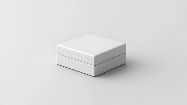 A simple, elegant white box suitable for packaging gifts and jewelry, set against a minimalistic background.