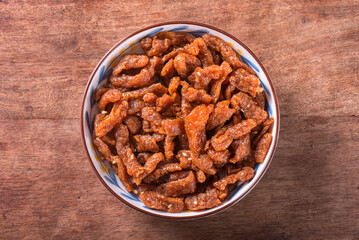 Sweet bean curd twist is a commonly used side dish for Taiwanese traditional porridge breakfast