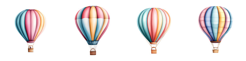 Fototapeta premium Colorful hot air balloons soaring against a clear sky, evoking a sense of adventure and freedom. Perfect for travel and celebration themes.