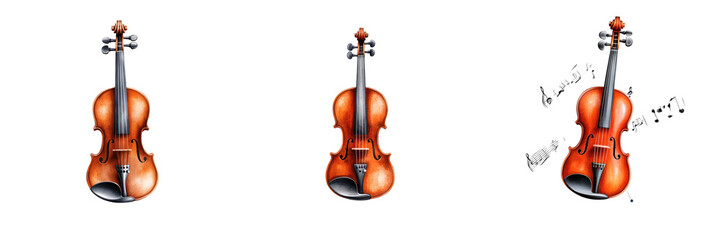 Fototapeta premium Three elegant violins showcasing craftsmanship and musical heritage, perfect for music lovers and artistic projects.