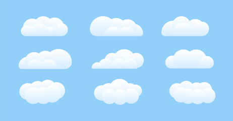 A cloud on a blue background. A set of hand-drawn clouds.