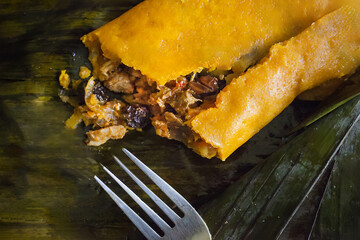 Opened Venezuelan hallaca, traditional christmas dish © Brand