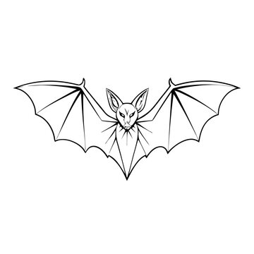 recommend clip art: Bat line art illustration on transparent background, spooky Halloween design