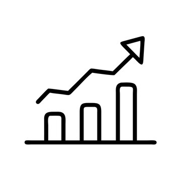 recommend clip art: Growth chart icon in line art style, progress and success symbol