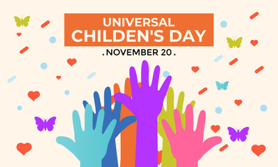 Happy Children's Day. Universal Children's Day. 20th November. Banner poster, flyer and background design template. Vector illustration