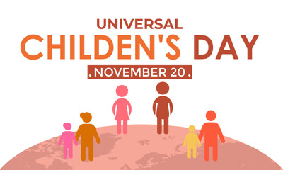 Happy Children's Day. Universal Children's Day. 20th November. Banner poster, flyer and background design template. Vector illustration