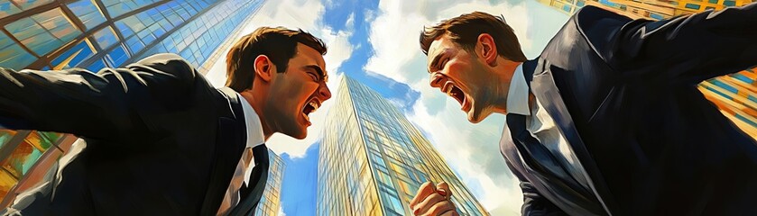 Fototapeta premium Low-angle view of two business professionals in a heated argument