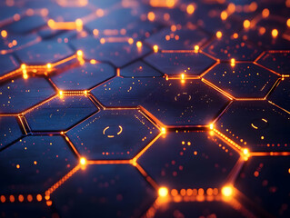 An abstract representation of glowing hexagonal patterns with a modern, technological feel, perfect for digital projects.