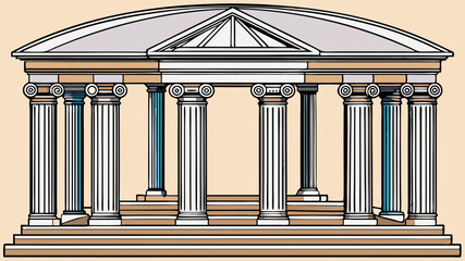 Architectural Masterpiece: Gazebo with Columns & Arches 2D Vector